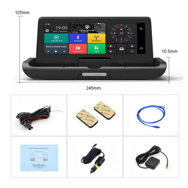 ANSTAR 8'' Touch Screen Dual Lens Car Dash Cam & Android GPS Navigator - Image 6