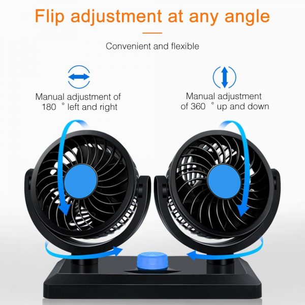 YANTU 12V/24V Dual Electric Car Cooling Fan (Rotatable) - Image 3