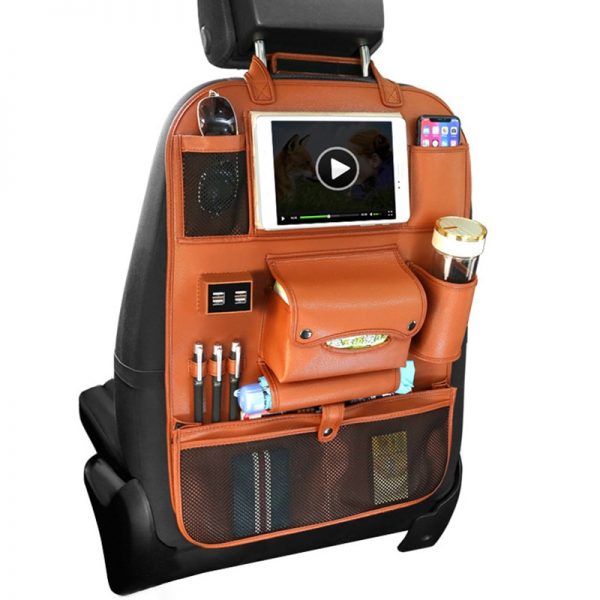 ALLOMN Premium Car Backseat Organizer with 4 USB Charging Ports - Image 2