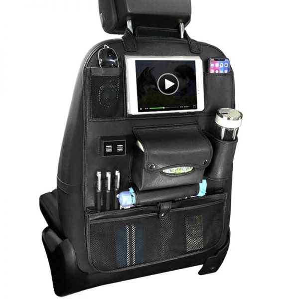 ALLOMN Premium Car Backseat Organizer with 4 USB Charging Ports - Image 3