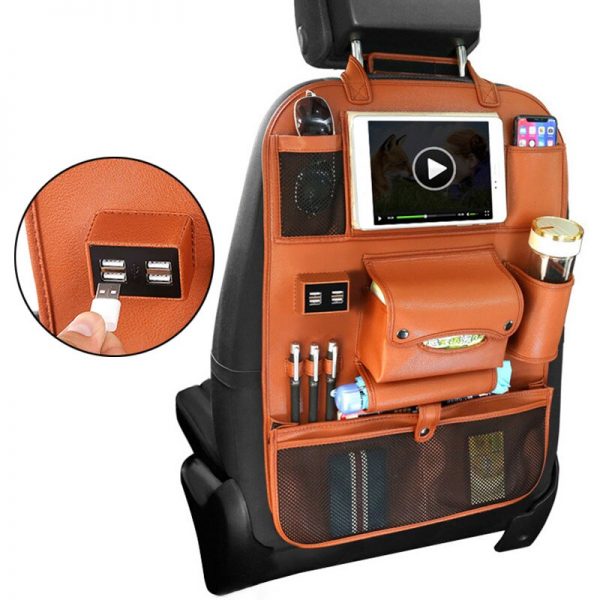 ALLOMN Premium Car Backseat Organizer with 4 USB Charging Ports - Image 6