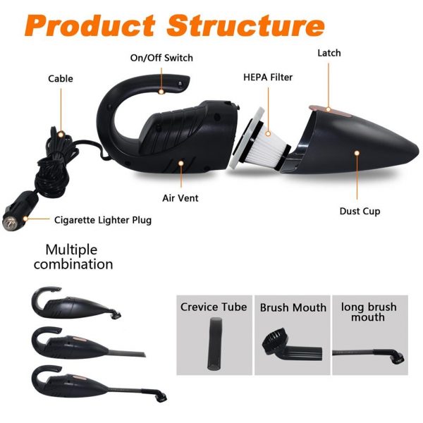 HF999 12V 120W High-Powered Car Vacuum Cleaner (Wet & Dry) - Image 5