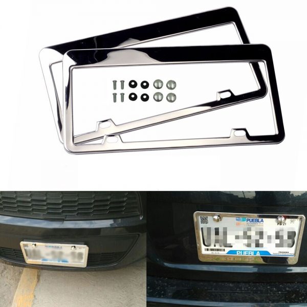 Dsycar 2pcs Set License Plate Frame Slim Car License Plate Holder Covers For Universal Cars Us[1]