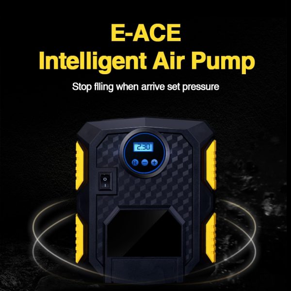 E-ACE 12V 150PSI Car Tire Air Compressor with LED Flashlight - Image 4