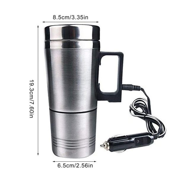 ALIDU 12V Stainless Steel Electric Travel Coffee Mug (10oz/300ml) - Image 4