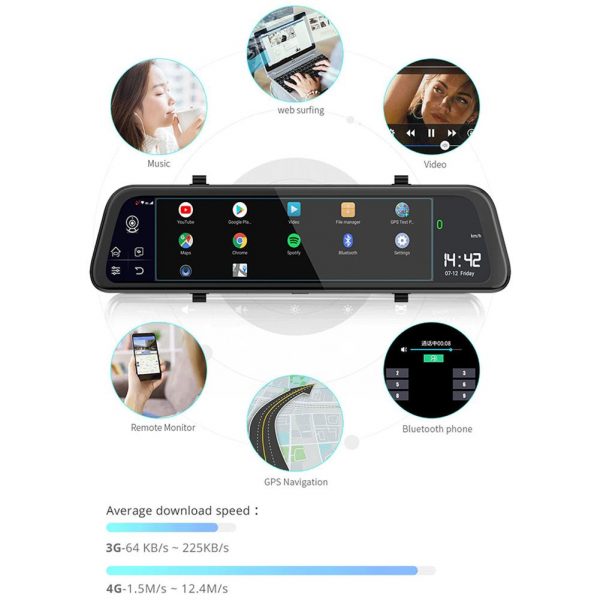 Ai-Z55 Touch Screen 4G Dual Lens Dash Cam Rearview Mirror & GPS Navigator - Image 6