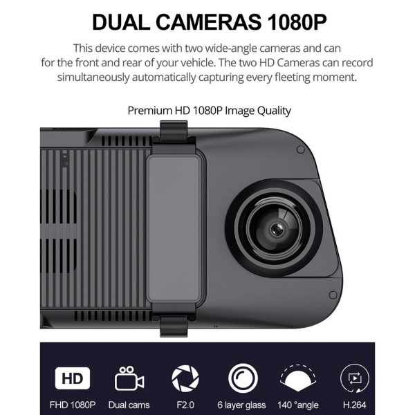 Ai-Z55 Touch Screen 4G Dual Lens Dash Cam Rearview Mirror & GPS Navigator - Image 4