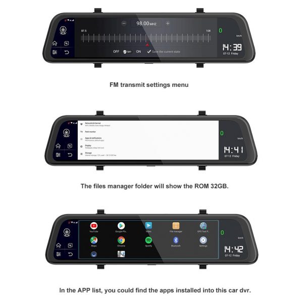 Ai-Z55 Touch Screen 4G Dual Lens Dash Cam Rearview Mirror & GPS Navigator - Image 3