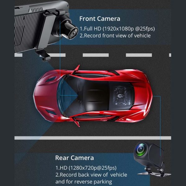 Ai-Z55 Touch Screen 4G Dual Lens Dash Cam Rearview Mirror & GPS Navigator - Image 5
