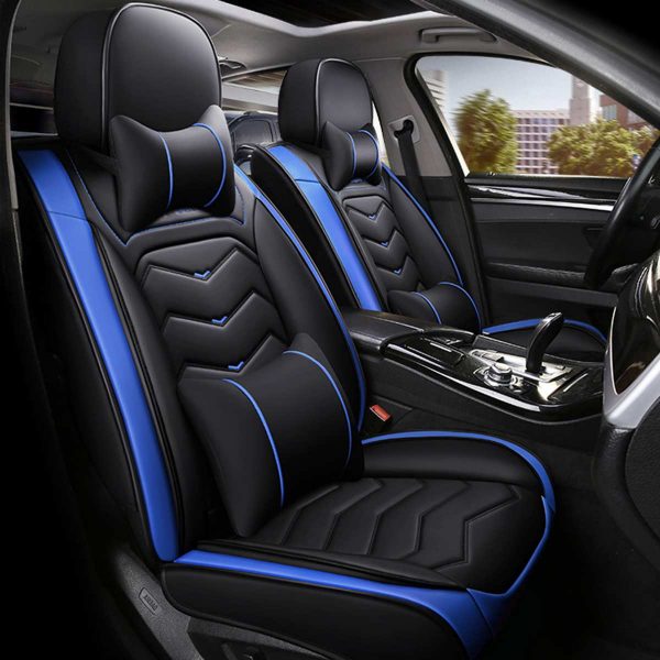 Universal Premium Leather Car Seat Cover with Headrest & Waist Pillows - Image 2
