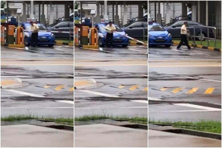 Taxi driver goes viral after removing a faulty parking barrier by himself