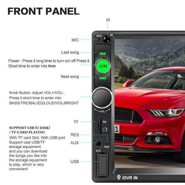 HIKITY 7010B 7” Display Double-Din Car Stereo with Reverse Camera Support - Image 4