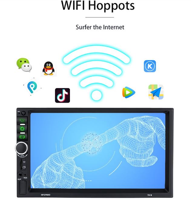 Android 9.1 WiFi Double-Din Car Stereo with GPS Navigation & Reverse Camera