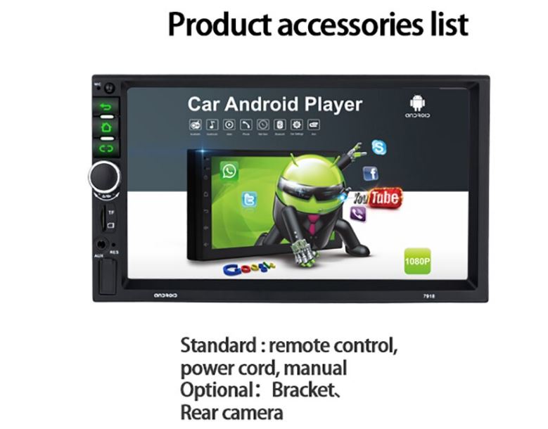 Android 9.1 WiFi Double-Din Car Stereo with GPS Navigation & Reverse Camera