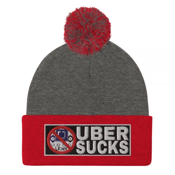 “UBER SUCKS” Embroidered Pom-Pom Beanie - Image 4