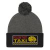 “FOLLOW THAT TAXI” Embroidered Pom-Pom Beanie - Image 4