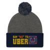 “SAY NO TO UBER – v1” Embroidered Pom-Pom Beanie - Image 2