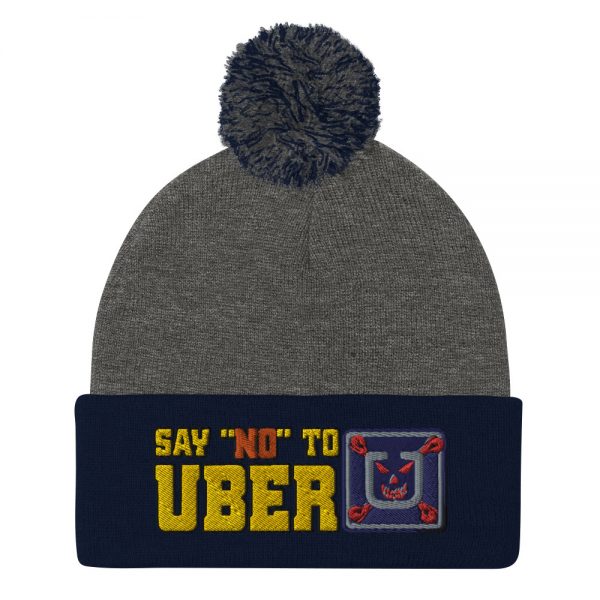 “SAY NO TO UBER – v1” Embroidered Pom-Pom Beanie - Image 2