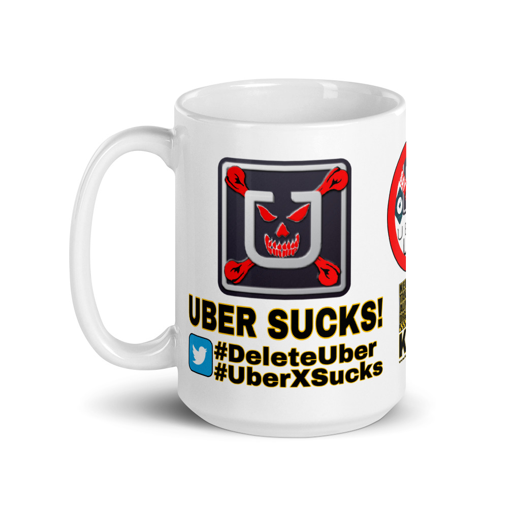 “UBER SUCKS!” Premium Glossy White Mug