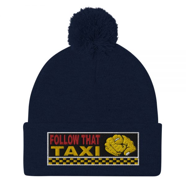 “FOLLOW THAT TAXI” Embroidered Pom-Pom Beanie - Image 7