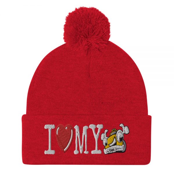 “I LOVE MY TAXI” Embroidered Pom-Pom Beanie - Image 10