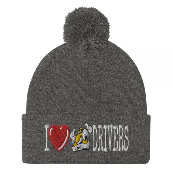 “I LOVE TAXI DRIVERS” Embroidered Pom-Pom Beanie - Image 6
