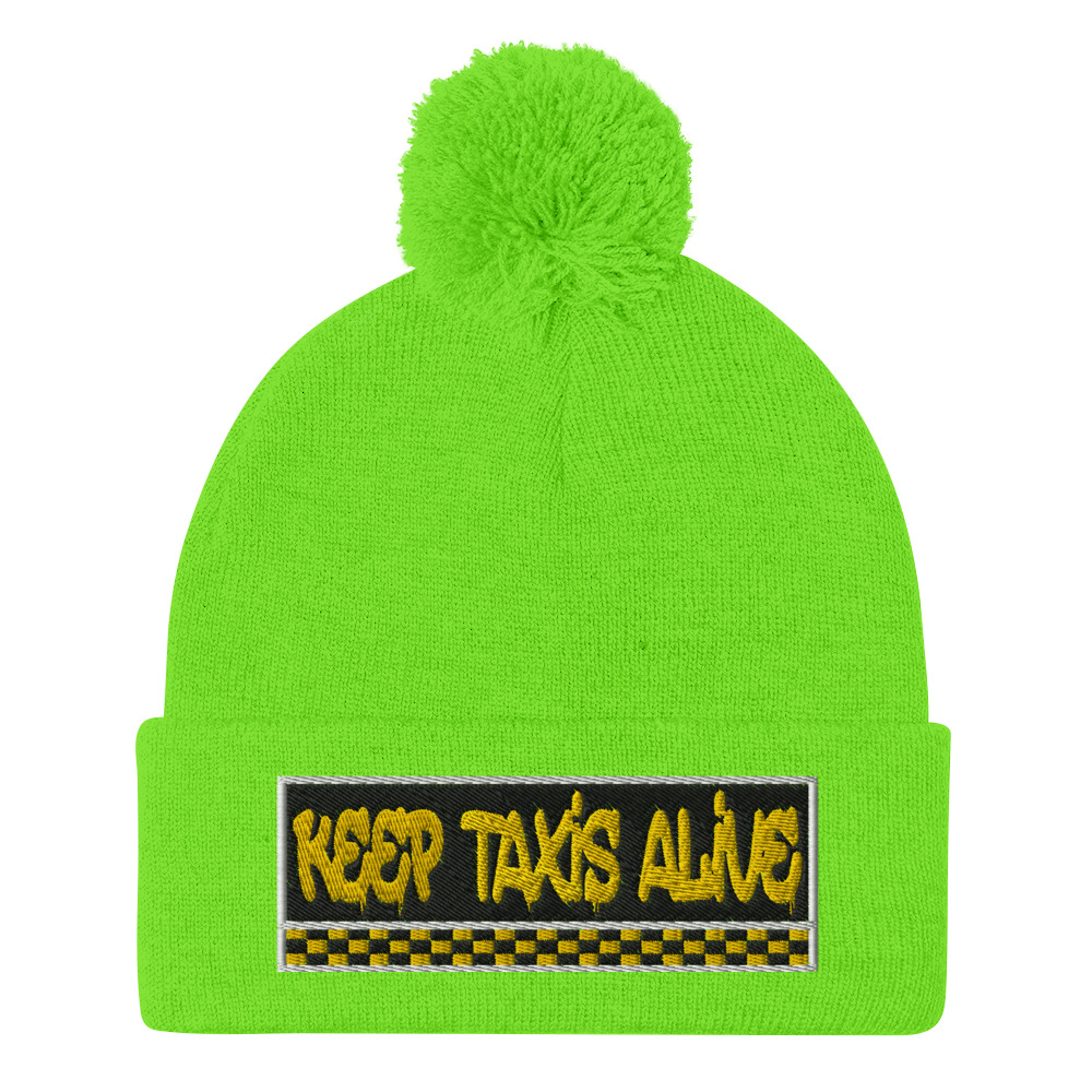 “KEEP TAXIS ALIVE – v3” Embroidered Pom-Pom Beanie