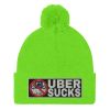 “UBER SUCKS” Embroidered Pom-Pom Beanie - Image 9
