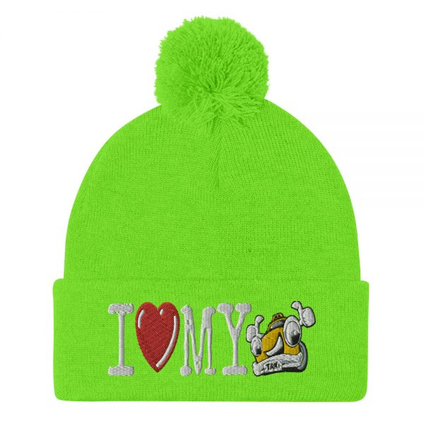 “I LOVE MY TAXI” Embroidered Pom-Pom Beanie - Image 9