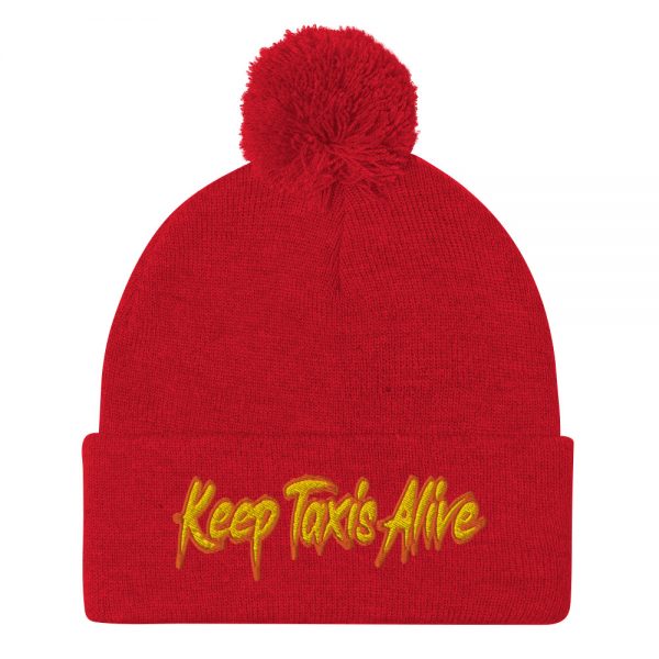 “KEEP TAXIS ALIVE – v2” Embroidered Pom-Pom Beanie - Image 10