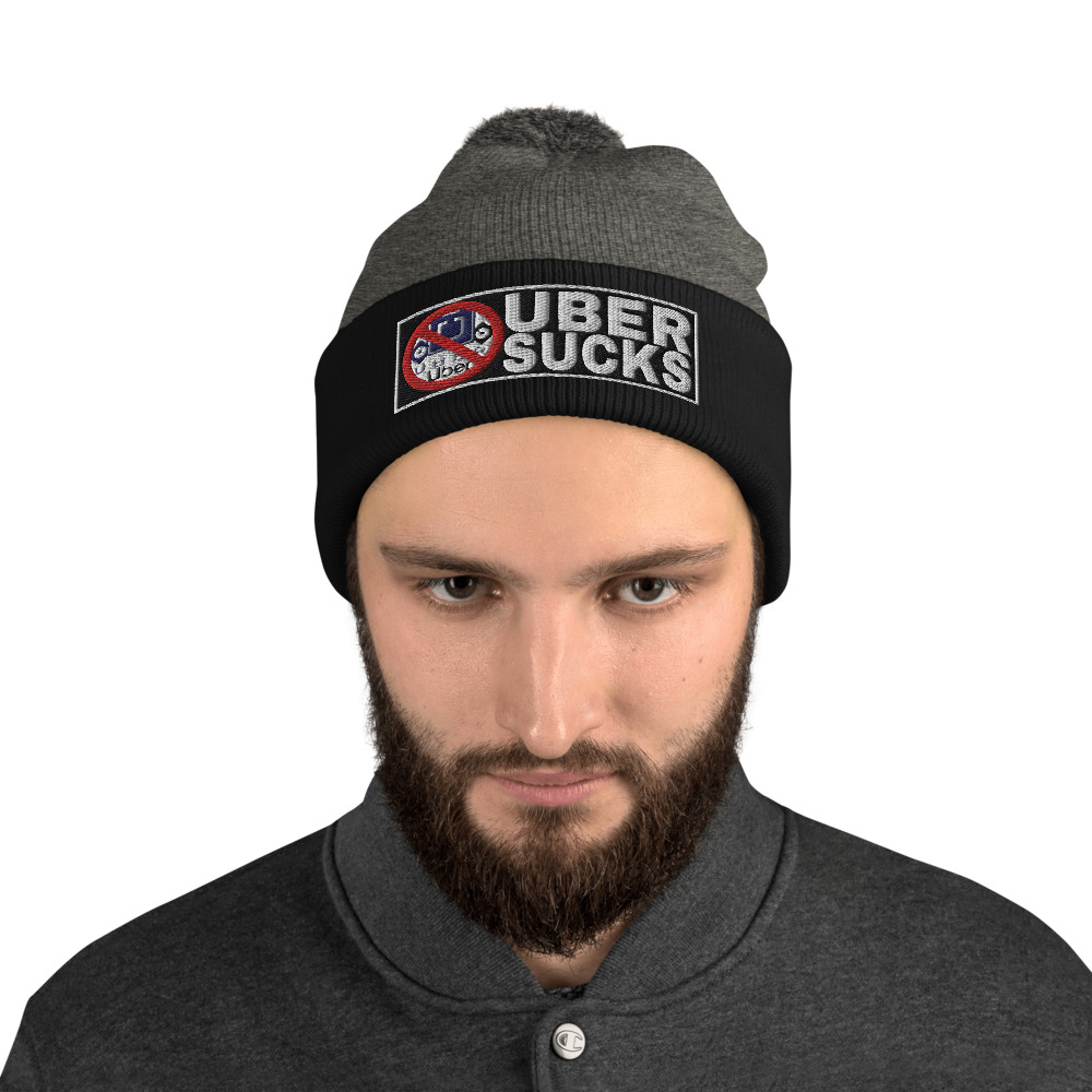 “UBER SUCKS” Embroidered Pom-Pom Beanie