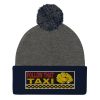 “FOLLOW THAT TAXI” Embroidered Pom-Pom Beanie - Image 3