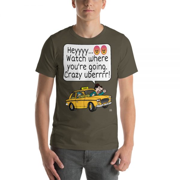 "CRAZY UBERRRR" Premium Dark Color T-Shirt - Image 3