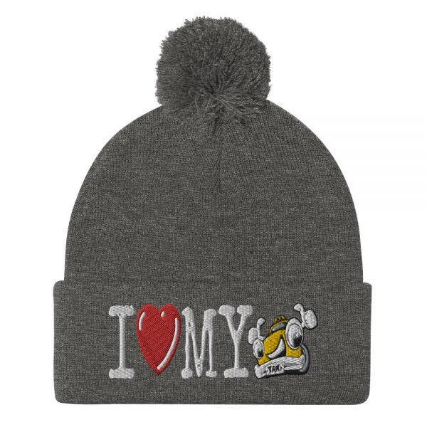“I LOVE MY TAXI” Embroidered Pom-Pom Beanie - Image 5