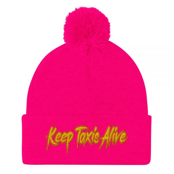 “KEEP TAXIS ALIVE – v2” Embroidered Pom-Pom Beanie - Image 12