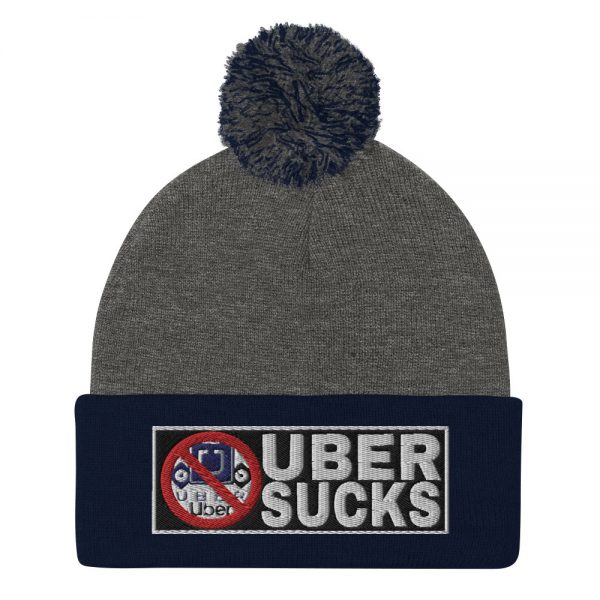 “UBER SUCKS” Embroidered Pom-Pom Beanie - Image 3