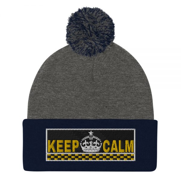“KEEP CALM” Embroidered Pom-Pom Beanie - Image 3