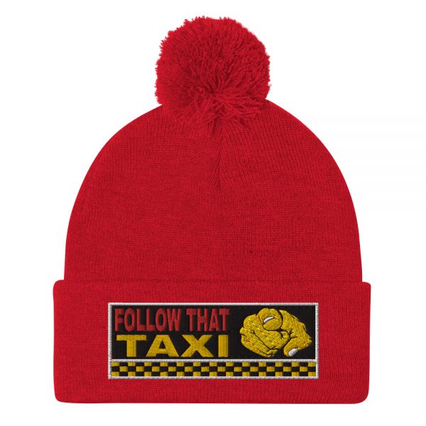 “FOLLOW THAT TAXI” Embroidered Pom-Pom Beanie - Image 10