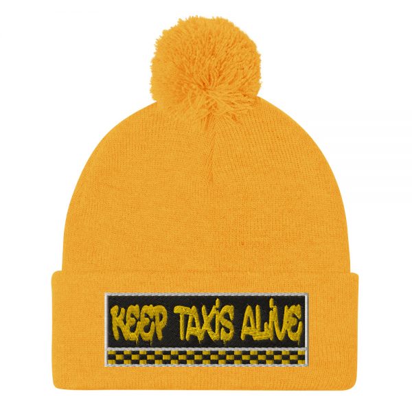 “KEEP TAXIS ALIVE – v3” Embroidered Pom-Pom Beanie - Image 11