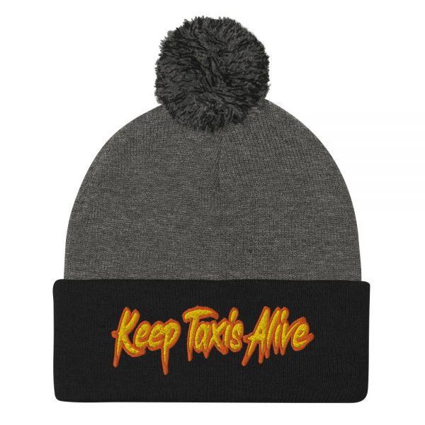 “KEEP TAXIS ALIVE – v2” Embroidered Pom-Pom Beanie - Image 3