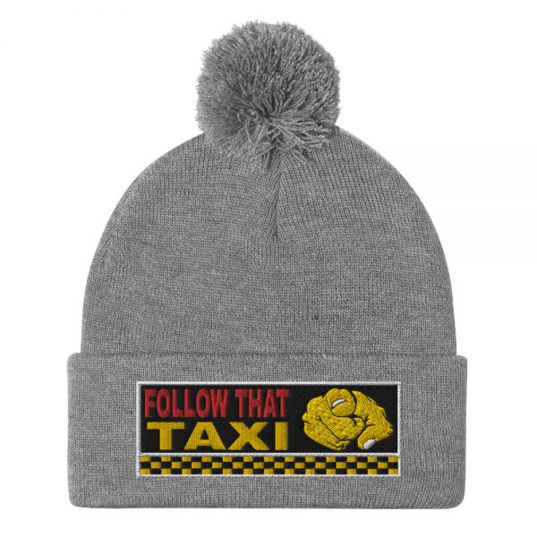 “FOLLOW THAT TAXI” Embroidered Pom-Pom Beanie - Image 8