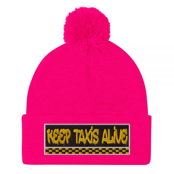 “KEEP TAXIS ALIVE – v3” Embroidered Pom-Pom Beanie - Image 12