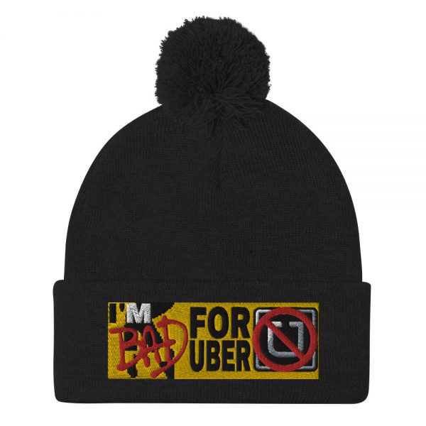 “I’M BAD FOR UBER” Embroidered Pom-Pom Beanie - Image 2