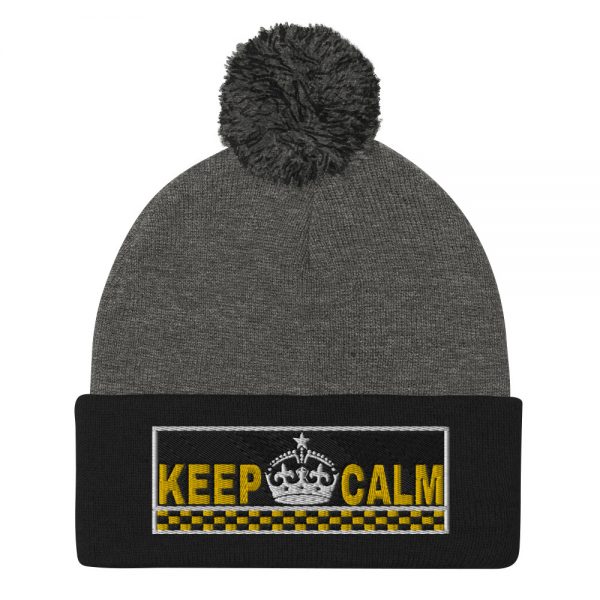 “KEEP CALM” Embroidered Pom-Pom Beanie - Image 4