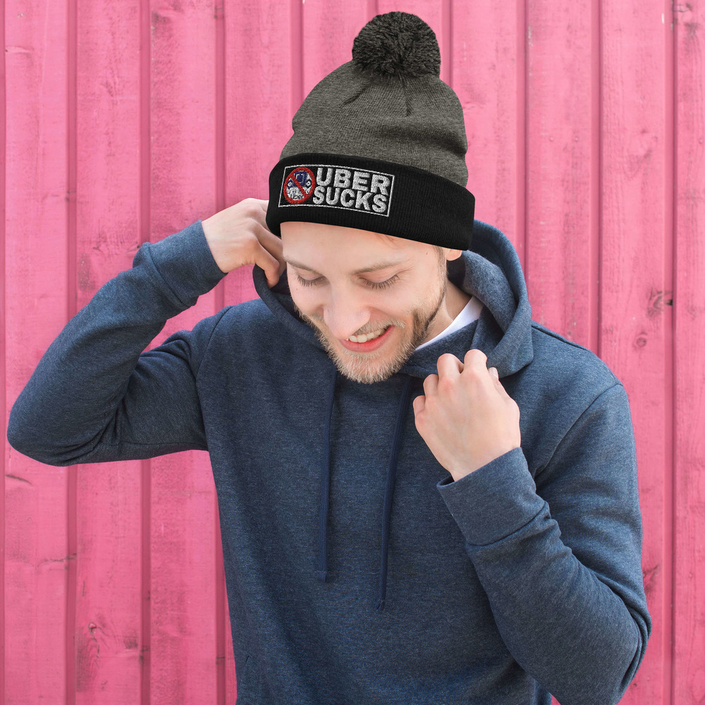 “UBER SUCKS” Embroidered Pom-Pom Beanie