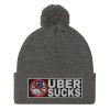 “UBER SUCKS” Embroidered Pom-Pom Beanie - Image 5