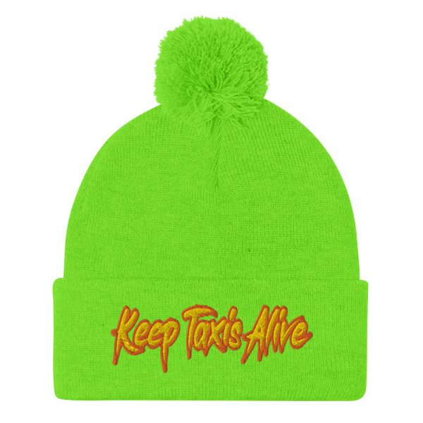 “KEEP TAXIS ALIVE – v2” Embroidered Pom-Pom Beanie - Image 9