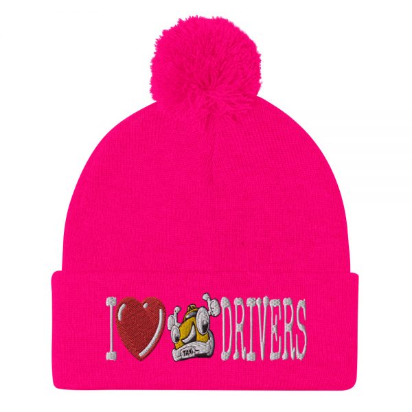 “I LOVE TAXI DRIVERS” Embroidered Pom-Pom Beanie - Image 12
