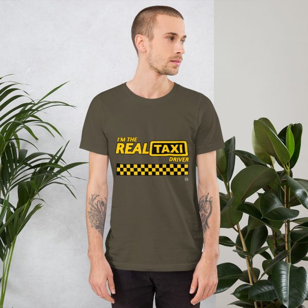"I'M THE REAL TAXI DRIVER" Premium Dark Color T-Shirt - Image 3