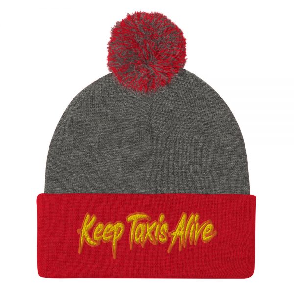 “KEEP TAXIS ALIVE – v2” Embroidered Pom-Pom Beanie - Image 4